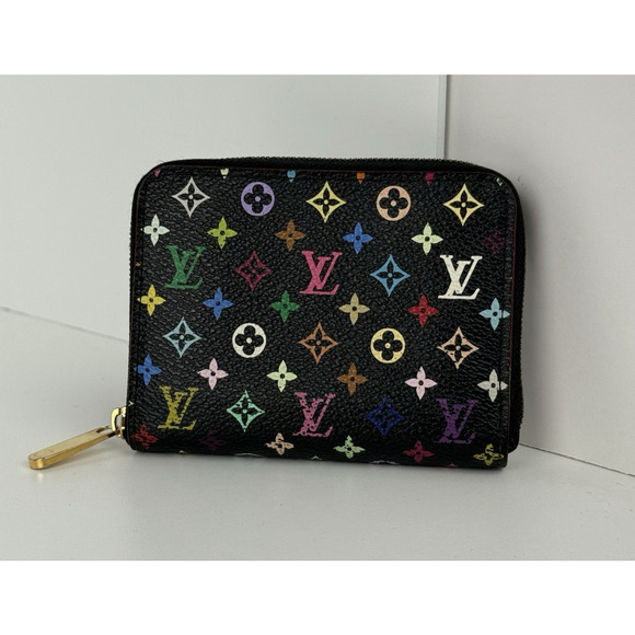 Louis Vuitton Multicolor Zippy Coin Purse Wallet Black with Gold Hardware - Picture 1 of 11